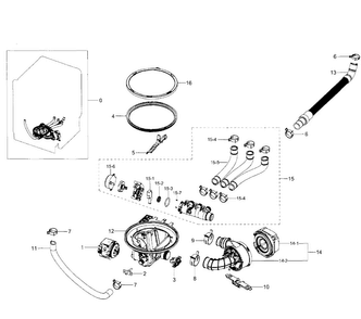 Pump Diagram and Parts List for DW80J7550UW AA-0001 Samsung Dishwasher