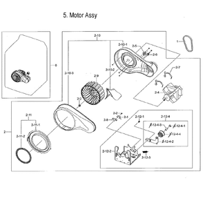 Motor Assembly Diagram and Parts List for DVE52M7750V A3-00 Samsung Dryer