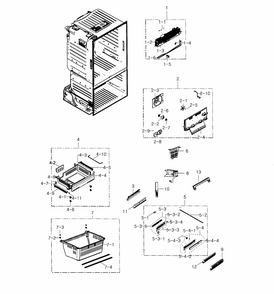 Freezer Diagram and Parts List for RF23HTEDBSR AA-0004 Samsung Refrigerator