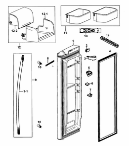 Door Right Diagram and Parts List for RF266AZRS XAA-0000 Samsung Refrigerator