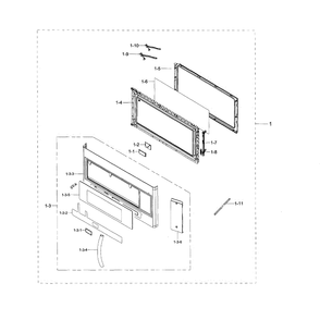Door Diagram and Parts List for ME20H705MSW AA-01 Samsung Microwave