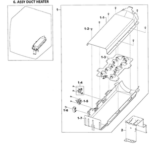 Duct Heater Diagram and Parts List for DV218AEW XAA-0000 Samsung Dryer