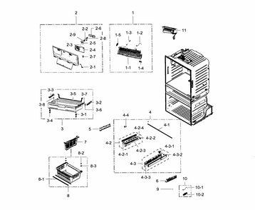 Freezer Diagram and Parts List for RF28HMEDBWW AA-0001 Samsung Refrigerator