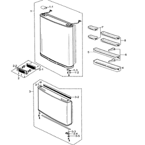 Doors Assembly Diagram and Parts List for RB215LABP XAA-0000 Samsung Refrigerator