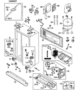 Cabinet Diagram and Parts List for RS264ABSH XAA-0000 Samsung Refrigerator