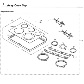 Cook Top Diagram and Parts List for NE59M4310SB AA-0000 Samsung Microwave Oven Combo