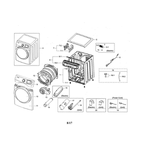 Main Diagram and Parts List for DVE45N5300F A3-00 Samsung Dryer