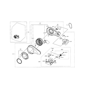 Motor Duct Diagram and Parts List for DV42H5600EW A3-0000 Samsung Dryer