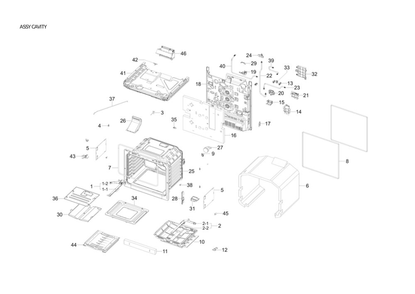 Cavity Assembly Diagram and Parts List for NX60T8111SS AA-00 Samsung Range