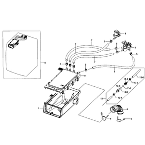 Drawer Housing Diagram and Parts List for WF511ABW XAA-02 Samsung Washer