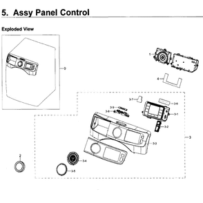 Control Panel Diagram and Parts List for WF50K7500AW A2-11 Samsung Washer