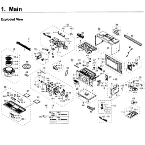 Main Assembly Diagram and Parts List for MC17J8000CG AA-0000 Samsung Microwave
