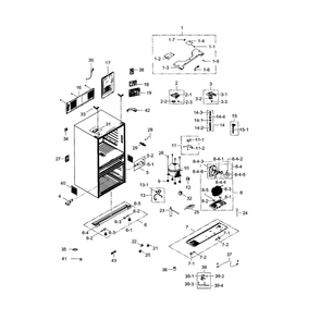 Cabinet Diagram and Parts List for RF30HBEDBSR AA-0001 Samsung Refrigerator