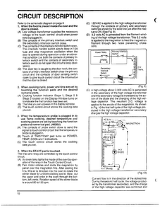 Circuit Description Diagram and Parts List for MW4530U XAA Samsung Microwave