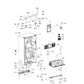 Cabinet Diagram and Parts List for RF23J9011SR AA-05 Samsung Refrigerator