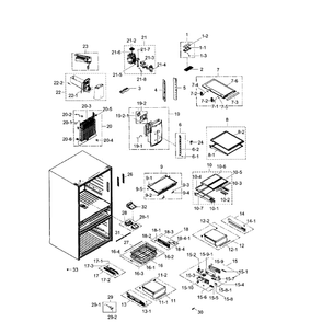 Fridge Diagram and Parts List for RF31FMEDBBC AA-03 Samsung Refrigerator