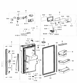 Fridge Door Lt Diagram and Parts List for RF32FMQDBSR AA-0008 Samsung Refrigerator