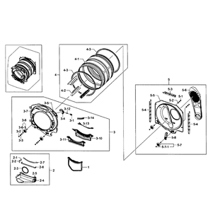 Drum Assembly Diagram and Parts List for DV231AEW XAA-01 Samsung Dryer