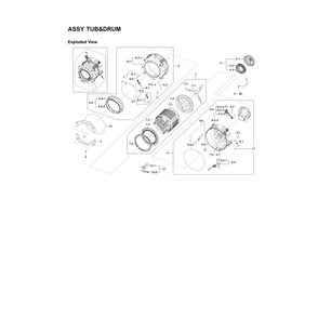 Tub And Drum Assembly Diagram and Parts List for WF241ANW (XAA)(0000) Samsung Washer
