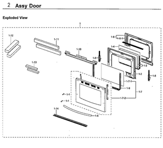 Door Diagram and Parts List for NX58F5700WS AA-0001 Samsung Range