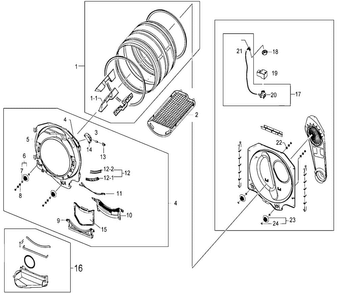 Drum Assy Diagram and Parts List for DV410AGR XAA Samsung Dryer