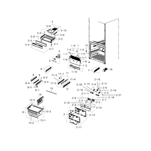 Freezer Diagram and Parts List for RFG237AAWP XAA-01 Samsung Refrigerator