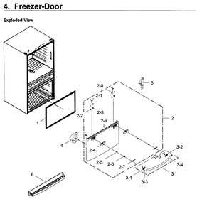 Freezer Door Diagram and Parts List for RF22KREDBSG AA-0000 Samsung Refrigerator