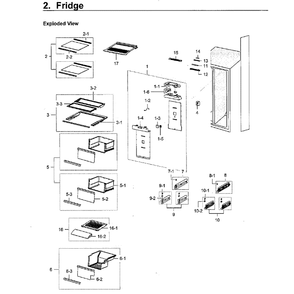 Fridge Diagram and Parts List for RH22H9010SG AA-0000 Samsung Refrigerator