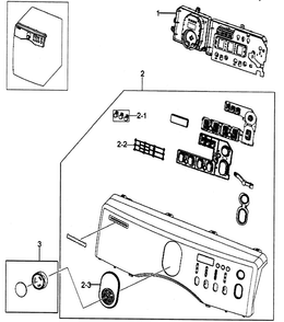 Control Panel Diagram and Parts List for DV203AGW XAA-0000 Samsung Dryer