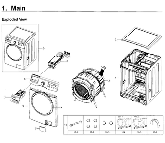 Main Asy Diagram and Parts List for WF350ANP XAA-0000 Samsung Washer