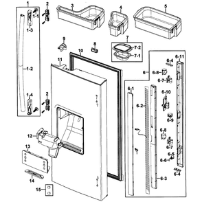 Left Door Diagram and Parts List for RF267ABBP XAA-00 Samsung Refrigerator