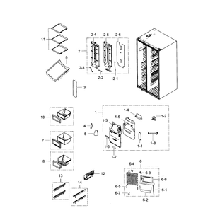 Fridge Diagram and Parts List for RH25H5611SG AA-0000 Samsung Refrigerator