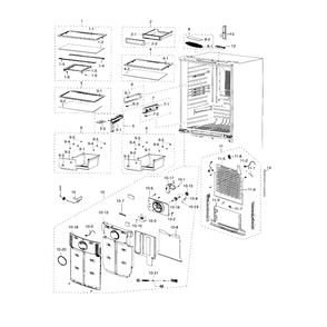 Fridge Diagram and Parts List for RF18HFENBWW AA-0000 Samsung Refrigerator