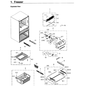 Freezer Diagram and Parts List for RF22KREDBSR AA-0002 Samsung Refrigerator