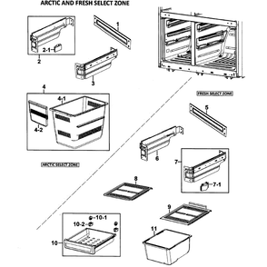 Baskets Assembly Diagram and Parts List for RM257ACRS XAA-00 Samsung Refrigerator