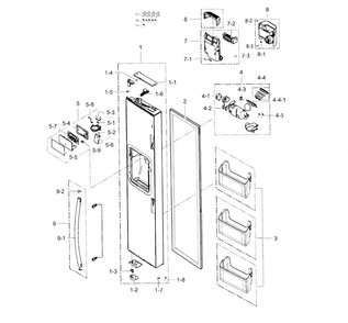 Part Location Diagram of DA98-00822C Samsung Assembly CUSHION HANDLE;RH50
