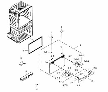 Part Location Diagram of DA82-02495A Samsung Door Foam Assembly