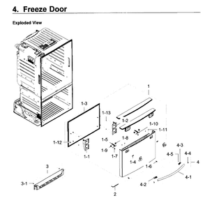 Freezer Door Diagram and Parts List for RF23HCEDBSR AA-0011 Samsung Refrigerator