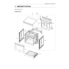 Main Assembly Diagram and Parts List for NE63A6711ST AA-00 Samsung Range