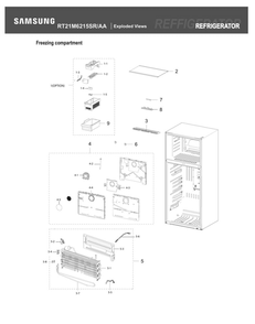 Freezer Compartment Diagram and Parts List for RT21M6215SR AA-06 Samsung Refrigerator