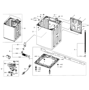 Frame Assy Diagram and Parts List for WA50F9A8DSW A2-0001 Samsung Washer