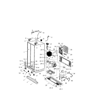 Cabinet Diagram and Parts List for RS2530BBP XAA-0000 Samsung Refrigerator