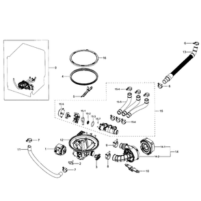 Pump Diagram and Parts List for DW80J7550US AA-01 Samsung Dishwasher