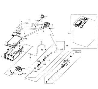 Housing Drawer Diagram and Parts List for WF520ABW XAA-0005 Samsung Washer