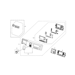 Control Panel Diagram and Parts List for WF448AAE XAA-02 Samsung Washer