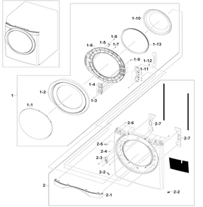 Frame Front & Door Diagram and Parts List for DV520AGP XAA-0000 Samsung Dryer
