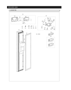 Freezer Door Parts Diagram and Parts List for RS25J500DSR BY-00 Samsung Refrigerator
