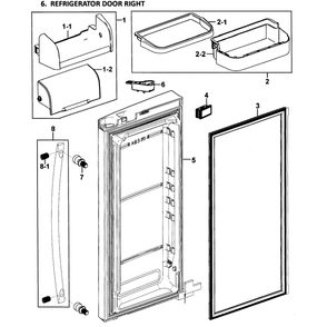 Right Door Diagram and Parts List for RF268ABWP XAA-0000 Samsung Refrigerator