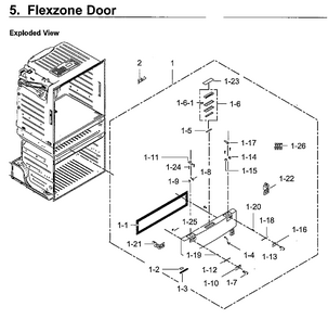 Flexzone Door Diagram and Parts List for RF28HMEDBWW AA-0010 Samsung Refrigerator