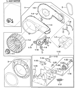 Motor Assy Diagram and Parts List for DV338AGW XAA-0000 Samsung Dryer